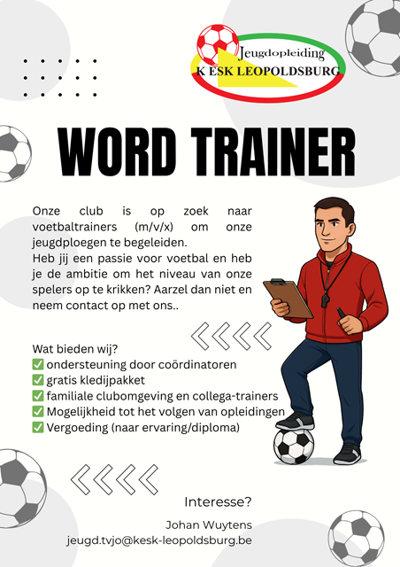 Wordt jij trainer bij de jeugdopleiding van K.ESK Leopoldsburg